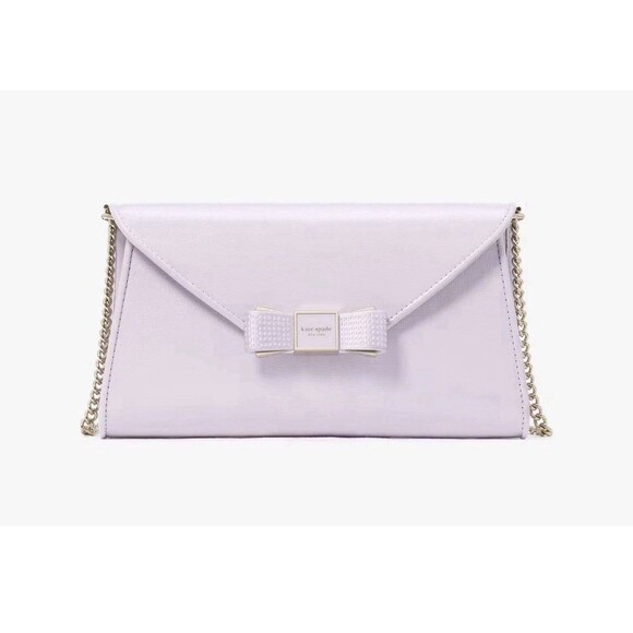 kate spade Handbags - Kate Spade New York Morgan Bow Embellished Leather Envelope Crossbody Bag Purple